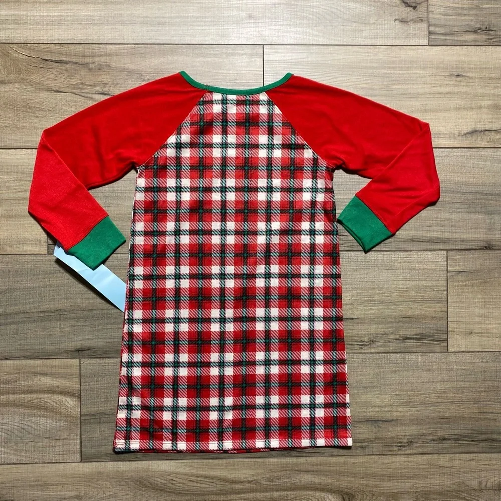 Cat & Jack Girls Christmas Plaid Sleepwear‎ Sleep Shirt Nightgown Size S (6-6x)